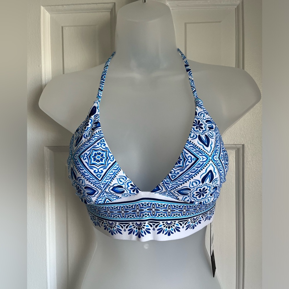 La Blanca Mediterranean Breeze Halter Triangle Top in Capri Blue Size 4 NWT